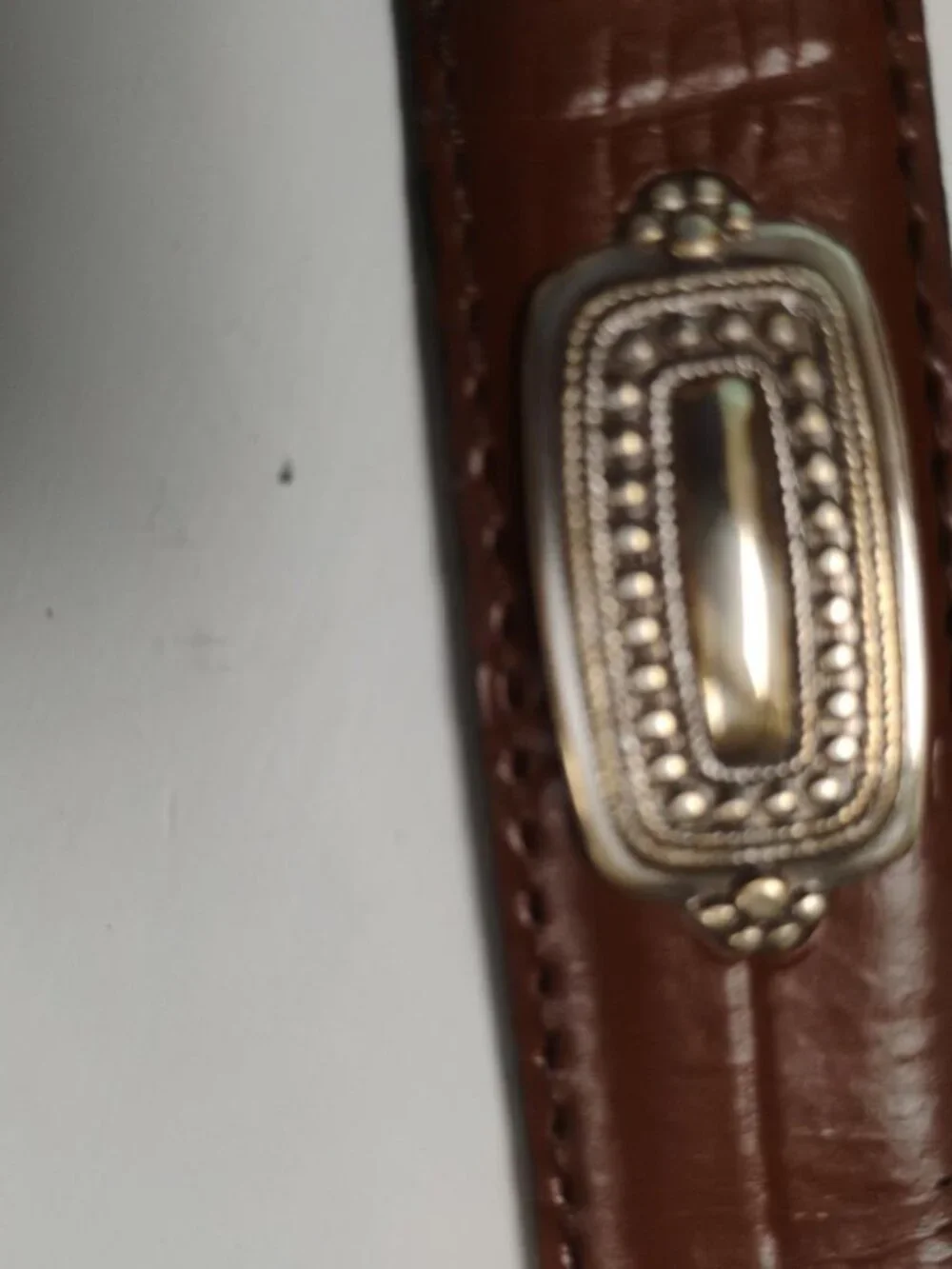 Brown Genuine Leather Western Concho Belt Silver Buckle Size L